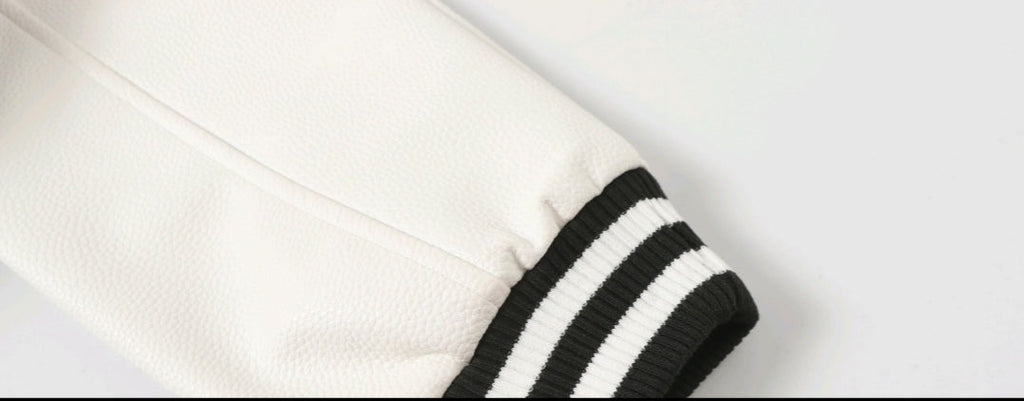 Black White Street Style Baseball Coat 0002