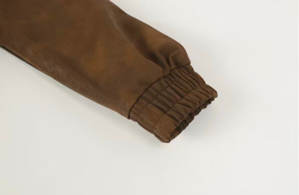 Cross Patch Suede Jacket - Brown Gothic Streetwear Outerwear 8833